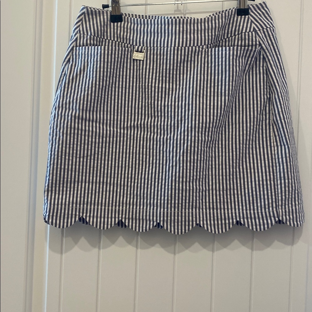 Lulu-B Blue Striped Pull-on Scalloped Skort